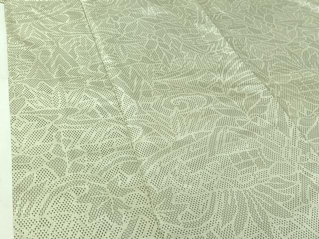 平和屋着物▽上質な紬 単衣 流水草葉文 正絹 逸品 AABJ6164jh