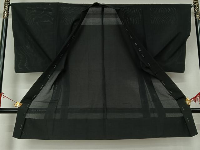 平和屋着物▽男性 長羽織 スリーシーズン 春夏秋 塵除け 黒地 正絹 逸品 AABJ6165jh