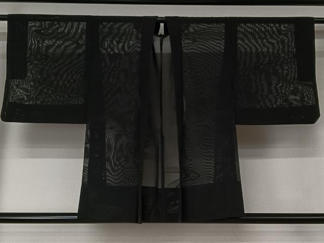 平和屋着物▽羽織 スリーシーズン 春夏秋 塵除け 流水文 黒地 正絹 逸品 AABJ6167jh