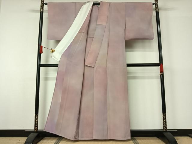 平和屋着物▽染色作家 斉藤三才 小紋 単衣 霞文 暈し染め 正絹 逸品 AABJ6170jh
