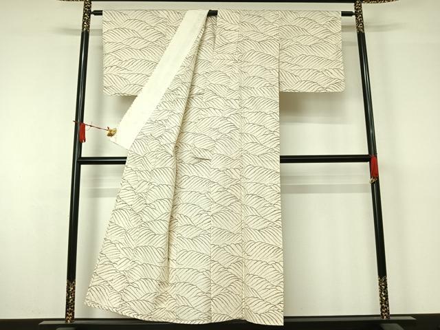 平和屋着物▽上質な紬 単衣 流水文 正絹 逸品 AABJ6171jh