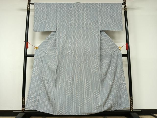 平和屋着物▽上質な小紋 単衣 幾何学花文 正絹 逸品 AABJ6174jh