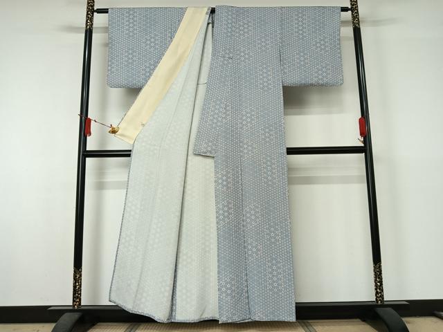 平和屋着物▽上質な小紋 単衣 幾何学花文 正絹 逸品 AABJ6174jh