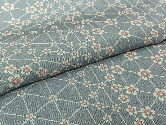 平和屋着物▽上質な小紋 単衣 幾何学花文 正絹 逸品 AABJ6174jh