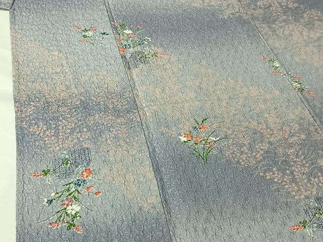 平和屋着物▽上質な小紋 単衣 ふくれ織 花籬文 正絹 逸品 未使用 AABJ6175jh