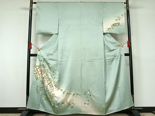 平和屋着物▽訪問着 単衣 地紙花文 暈し染め 金彩 正絹 逸品 AABJ6176jh