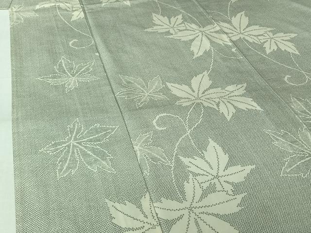 平和屋着物▽上質な紬 単衣 唐草文 正絹 逸品 AABJ6177jh