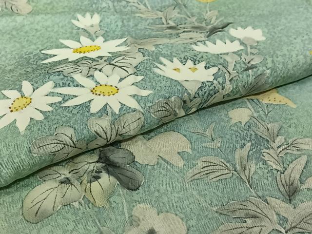 平和屋着物▽訪問着 単衣 手描き 草花文 暈し染め 正絹 逸品 AABJ6179jh