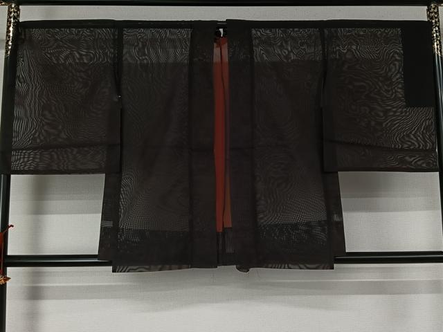 平和屋着物▽羽織 スリーシーズン 春夏秋 塵除け 流水花文 黒地 仮絵羽 正絹 逸品 未使用 AABJ6181jh