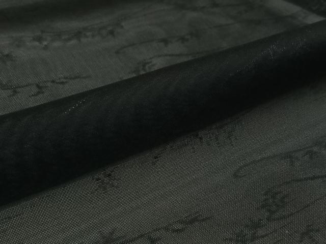 平和屋着物▽羽織 スリーシーズン 春夏秋 塵除け 草花文 黒地 仮絵羽 正絹 逸品 未使用 AABJ6184jh