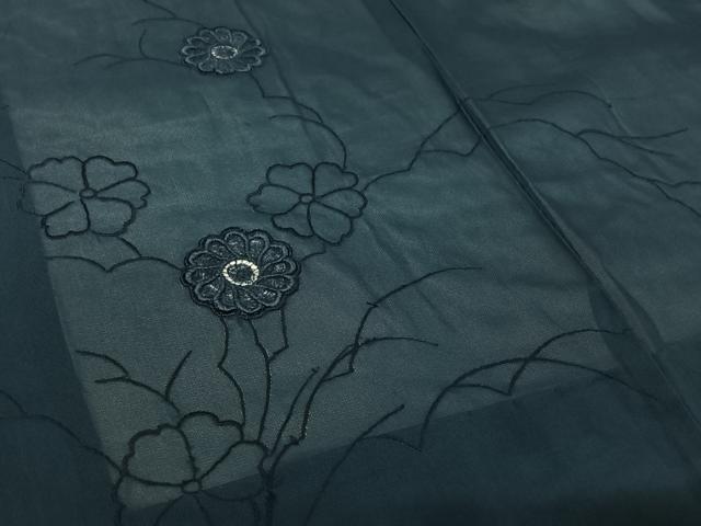 平和屋着物▽羽織 スリーシーズン 春夏秋 塵除け 総刺繍 草花文 正絹 逸品 AABJ6186jh