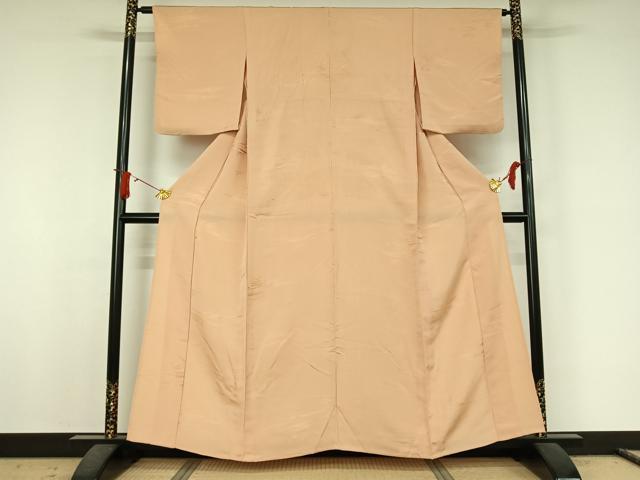 平和屋着物▽上質な色無地 単衣 風景地紋 雄黄色 正絹 逸品 AABJ6193jh