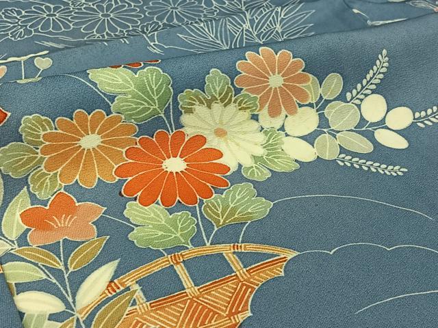 平和屋着物▽訪問着 単衣 友禅 風景花文 正絹 逸品 AABJ6197jh