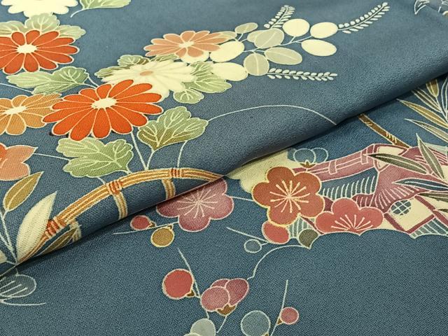 平和屋着物▽訪問着 単衣 友禅 風景花文 正絹 逸品 AABJ6197jh