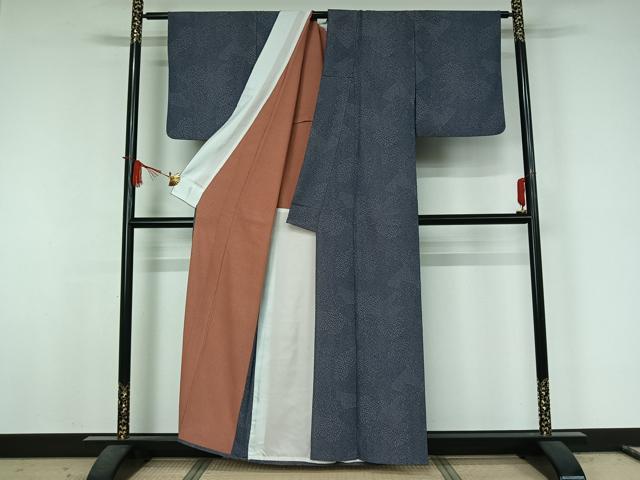 平和屋着物▽江戸小紋 単衣 両面染め 寄せ小紋柄 洗える着物 AABJ6199jh