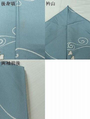 平和屋着物▽小紋 単衣 流水千鳥文 洗える着物 AABJ6200jh