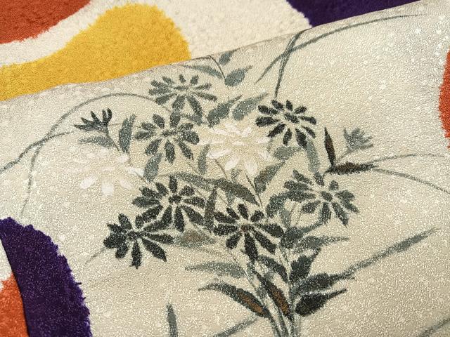 平和屋着物●上質な小紋 草花文 正絹 逸品 AABJ6203ph