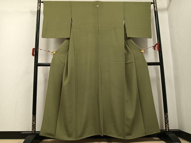 平和屋着物●上質な色無地 油色 正絹 逸品 AABJ6206ph