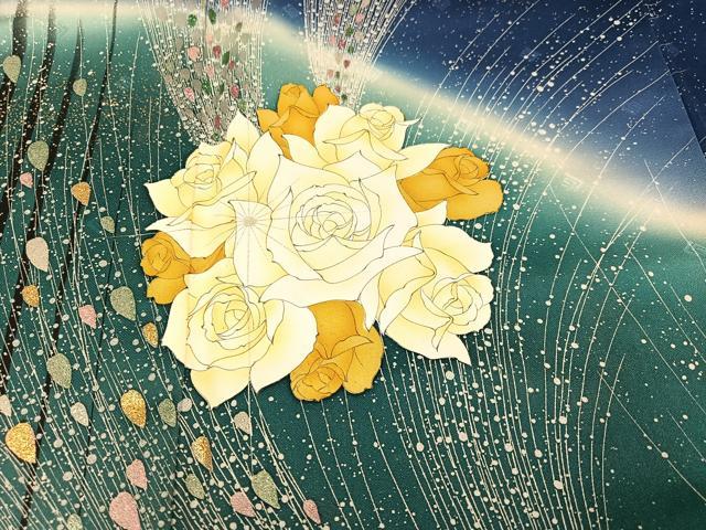 平和屋着物●Guy Laroche ギ・ラロッシュ 振袖 舞花文 暈し染め 金銀彩 正絹 逸品 AABJ6211ph