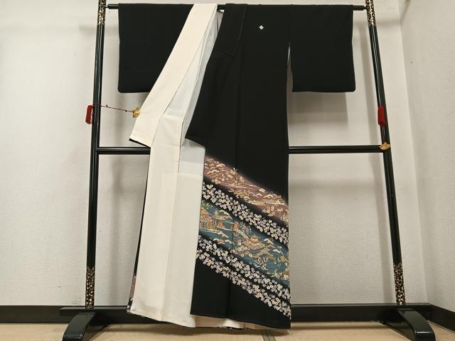平和屋着物●本加賀友禅作家 茶谷孝志 黒留袖 松竹梅風景文 暈し染め 正絹 逸品 AABJ6214ph