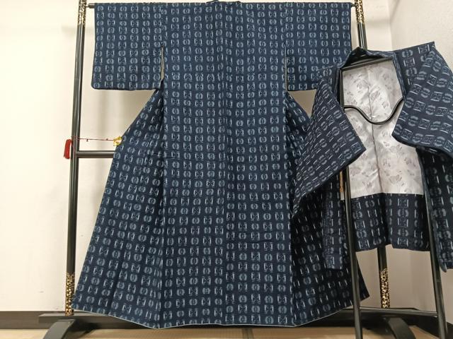 平和屋着物●久留米絣 アンサンブル 綿 逸品 AABJ6224ph