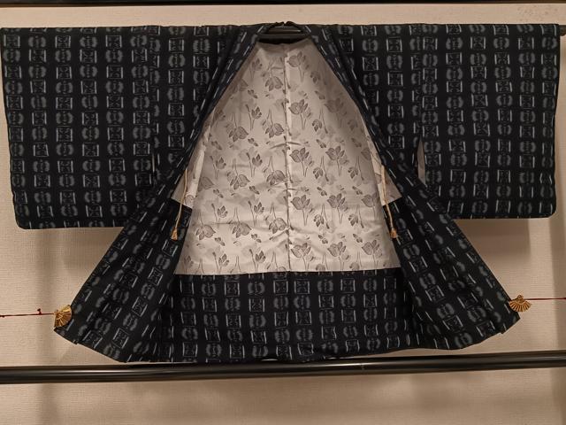 平和屋着物●久留米絣 アンサンブル 綿 逸品 AABJ6224ph