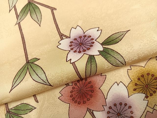 平和屋着物●小振袖 二尺袖 枝桜文 正絹 逸品 AABJ6225ph