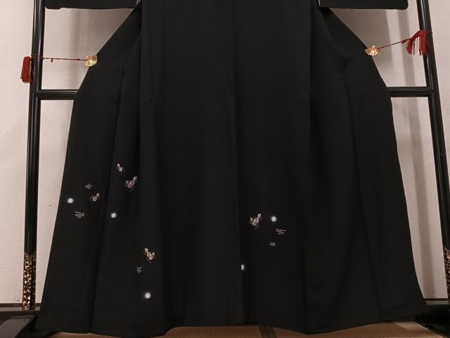 平和屋着物●訪問着 総刺繍 瓢箪 ほたる暈し 黒地 金糸 正絹 逸品 AABJ6227ph