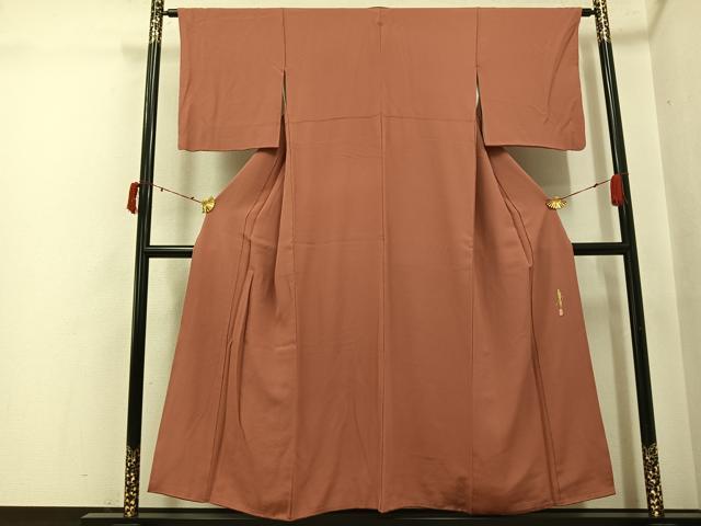 平和屋着物●本草木染作家 瑞鳳 色無地 土器色 正絹 逸品 AABJ6228ph