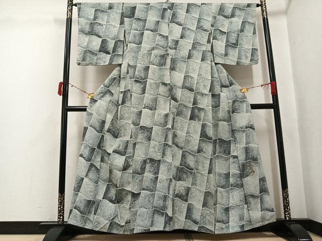 平和屋着物●染色作家 斉藤三才 小紋 瓦文 正絹 逸品 未使用 AABJ6239ph