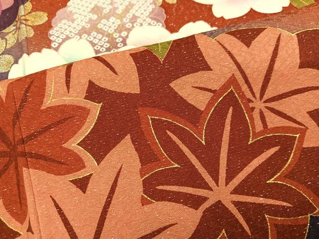 平和屋着物●豪華振袖 刺繍 草花文 暈し染め 金銀彩 銀通し地 正絹 逸品 AABJ6240ph
