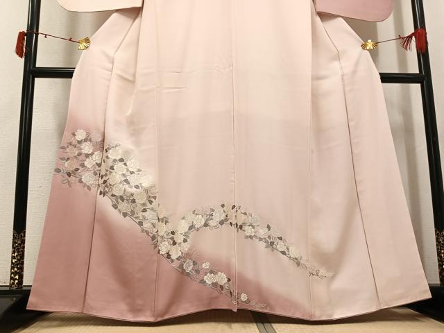 平和屋着物●訪問着 刺繍 薔薇 バラ 暈し染め 正絹 逸品 AABJ6242ph