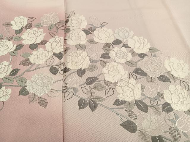 平和屋着物●訪問着 刺繍 薔薇 バラ 暈し染め 正絹 逸品 AABJ6242ph