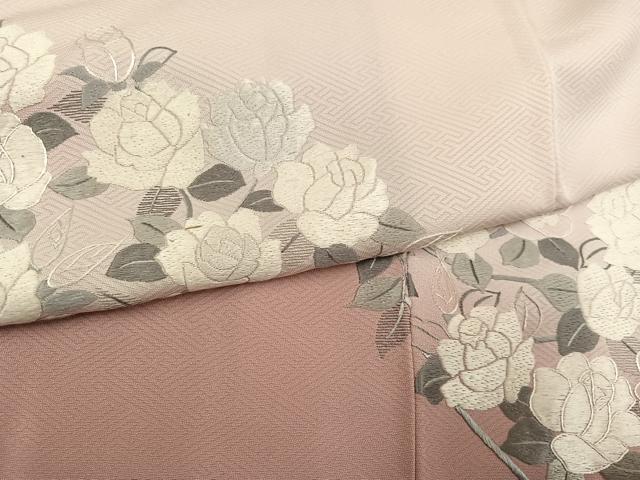 平和屋着物●訪問着 刺繍 薔薇 バラ 暈し染め 正絹 逸品 AABJ6242ph