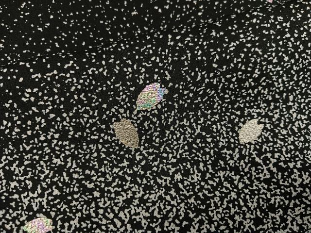 平和屋着物●訪問着 夜桜 たたき染め 黒地 銀彩 正絹 逸品 未使用 AABJ6246ph