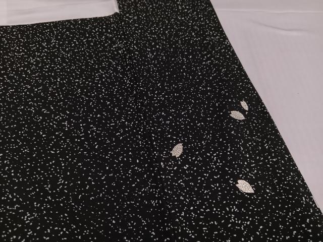 平和屋着物●訪問着 夜桜 たたき染め 黒地 銀彩 正絹 逸品 未使用 AABJ6246ph