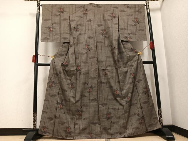 平和屋着物●本場大島紬 カタス9マルキ 草花文 正絹 逸品 未使用 AABJ6250ph