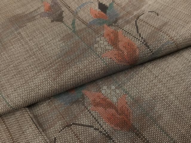 平和屋着物●本場大島紬 カタス9マルキ 草花文 正絹 逸品 未使用 AABJ6250ph