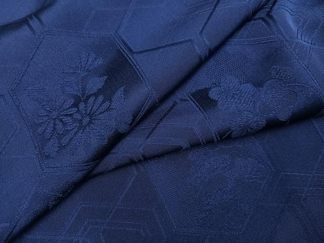 平和屋着物●上質な色無地 草花亀甲地紋 青褐色 正絹 逸品 未使用 AABJ6252ph