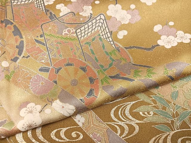 平和屋着物●訪問着 御所車草花文 暈し染め 金銀彩 さが美扱い 正絹 逸品 AABJ6254ph