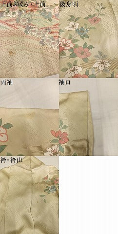 平和屋着物●訪問着 絞り 流水花文 暈し染め 金銀彩 正絹 逸品 AABJ6261ph