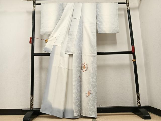 平和屋着物●訪問着 刺繍 草花文 暈し染め 正絹 逸品 未使用 AABJ6264ph