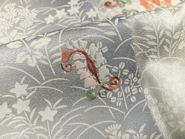 平和屋着物●訪問着 刺繍 草花文 暈し染め 正絹 逸品 未使用 AABJ6264ph
