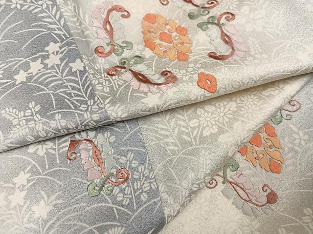平和屋着物●訪問着 刺繍 草花文 暈し染め 正絹 逸品 未使用 AABJ6264ph