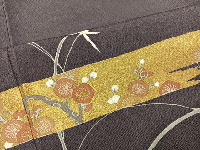 平和屋着物●訪問着 駒刺繍 群れ鶴草花文 金彩 正絹 逸品 AABJ6265ph