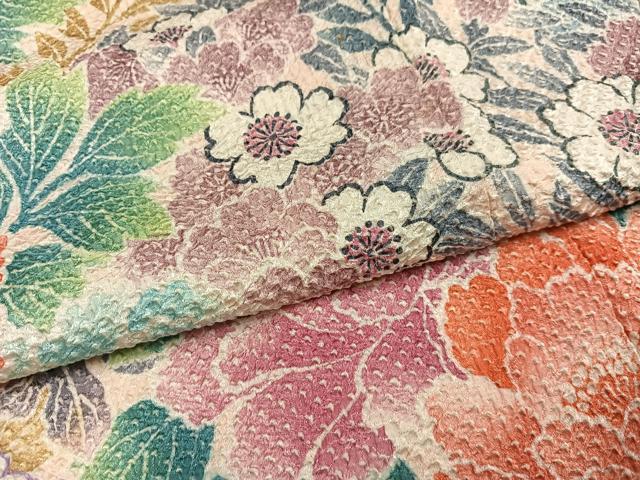 平和屋着物●名門 藤娘きぬたや・総絞り 振袖 草花文 正絹 逸品 AABJ6267ph