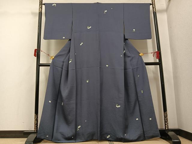 平和屋着物●上質な小紋 友禅 作家物 眞美 草花文 正絹 逸品 AABJ6269ph