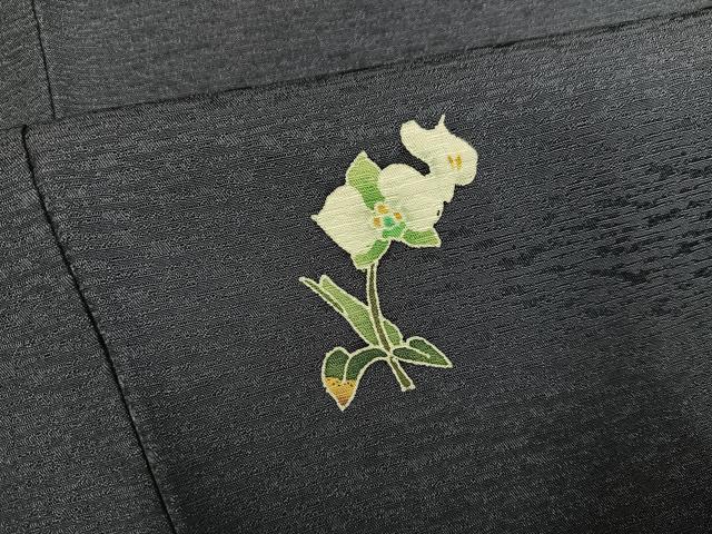 平和屋着物●上質な小紋 友禅 作家物 眞美 草花文 正絹 逸品 AABJ6269ph