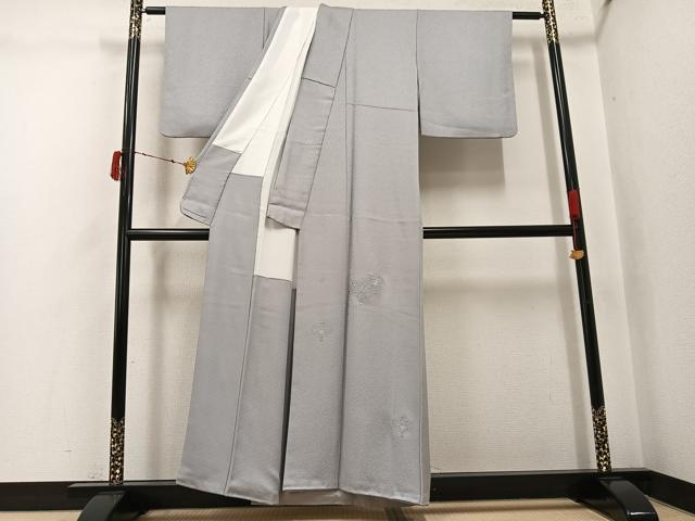 平和屋着物●色留訪問着 中国三大刺繍 汕頭刺繍 スワトウ刺繍 草花地紋 蕎麦切色 正絹 逸品 AABJ6276ph