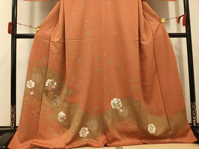 平和屋着物●訪問着 絞り 雪輪草花文 金彩 正絹 逸品 AABJ6278ph